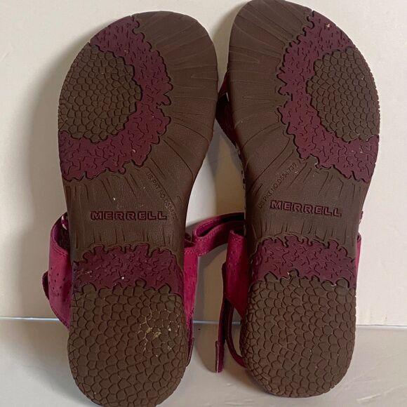Merrell Siena Raspberry Toe Loop Sandals Women’s Size 9 Pink Suede Hook & Loop - Picture 9 of 9